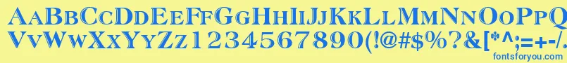 フォントAtlanticInlineNormal – 青い文字が黄色の背景にあります。