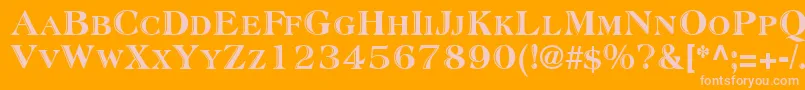 Weitere Informationen zur AtlanticInlineNormal-Schriftart AtlanticInlineNormal-Schriftart – Rosa Schriften auf orangefarbenem Hintergrund