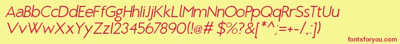 BrixtonLightOblique Font – Red Fonts on Yellow Background