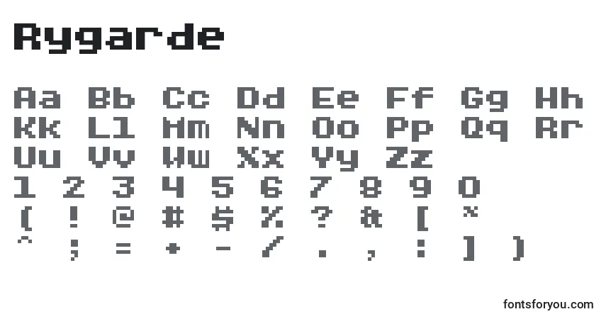 Schriftart Rygarde – Alphabet, Zahlen, spezielle Symbole