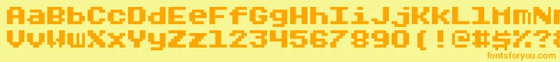 フォントRygarde – オレンジの文字が黄色の背景にあります。