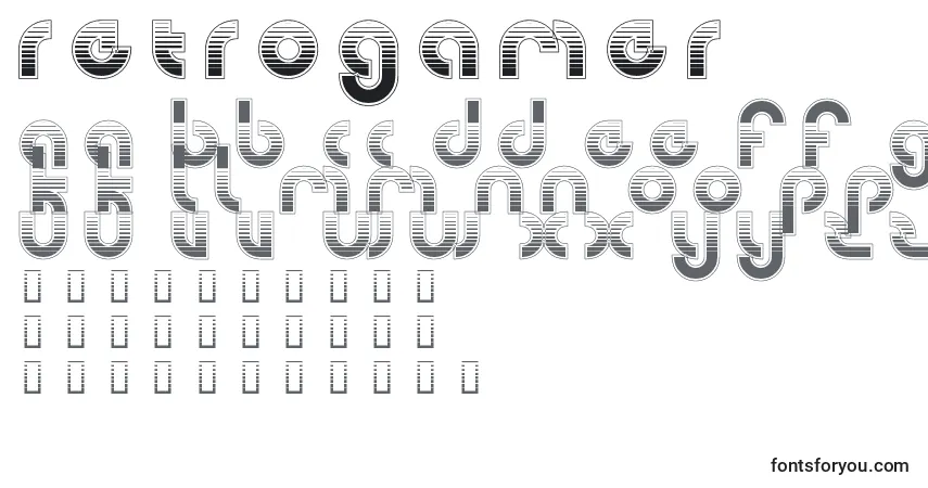 Шрифт RetroGamer – алфавит, цифры, специальные символы