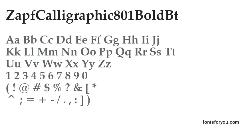 Czcionka ZapfCalligraphic801BoldBt – alfabet, cyfry, specjalne znaki