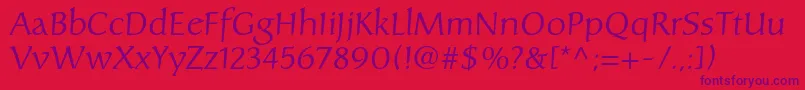 Carolinaltstd-Schriftart – Violette Schriften auf rotem Hintergrund