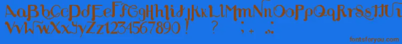 LouiesFont-Schriftart – Braune Schriften auf blauem Hintergrund