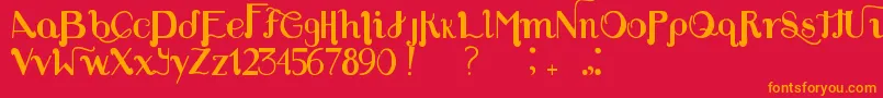 フォントLouiesFont – 赤い背景にオレンジの文字