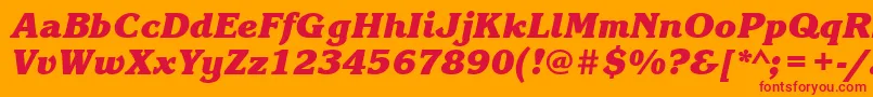 Fonte KorinnablacktttBolditalic – fontes vermelhas em um fundo laranja