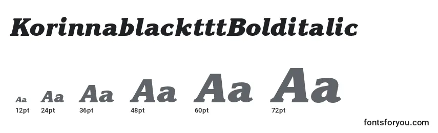 Размеры шрифта KorinnablacktttBolditalic