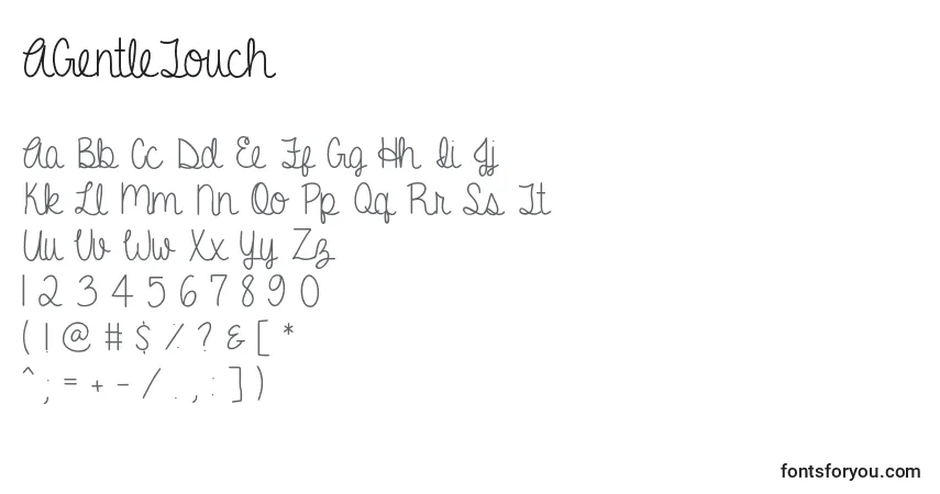 Schriftart AGentleTouch – Alphabet, Zahlen, spezielle Symbole