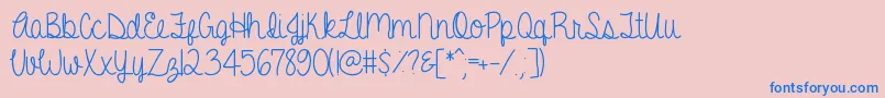 フォントAGentleTouch – ピンクの背景に青い文字