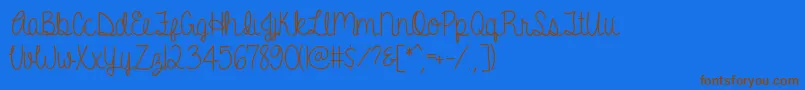 フォントAGentleTouch – 茶色の文字が青い背景にあります。