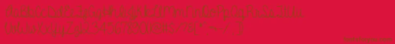 フォントAGentleTouch – 赤い背景に茶色の文字