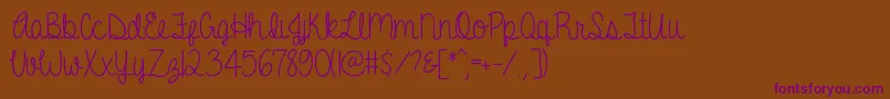 AGentleTouch-Schriftart – Violette Schriften auf braunem Hintergrund