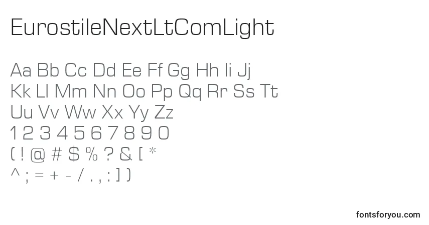 Fuente EurostileNextLtComLight - alfabeto, números, caracteres especiales