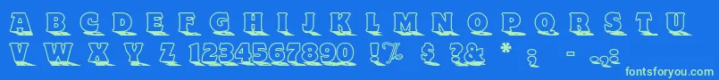 ToylandOutlinea Font – Green Fonts on Blue Background