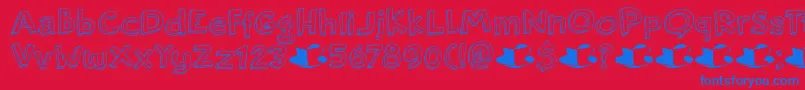 DkRosyLee Font – Blue Fonts on Red Background