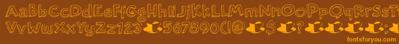 DkRosyLee-Schriftart – Orangefarbene Schriften auf braunem Hintergrund