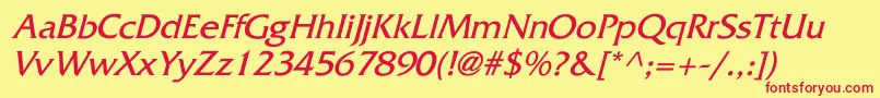 FritzquadrataItalic Font – Red Fonts on Yellow Background