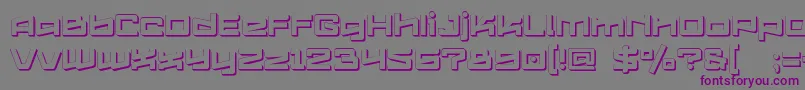 Logofontik4fExtrudedRegular-fontti – violetit fontit harmaalla taustalla