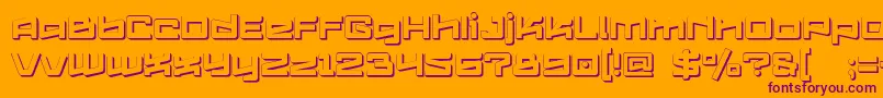 Logofontik4fExtrudedRegular-fontti – violetit fontit oranssilla taustalla