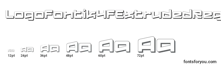 Größen der Schriftart Logofontik4fExtrudedRegular (109603)