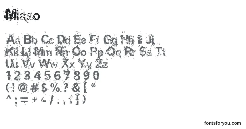 Schriftart Miaso – Alphabet, Zahlen, spezielle Symbole