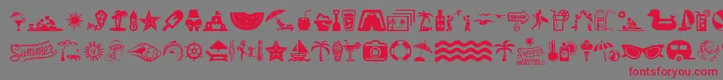 フォントSummerIcons – 赤い文字の灰色の背景