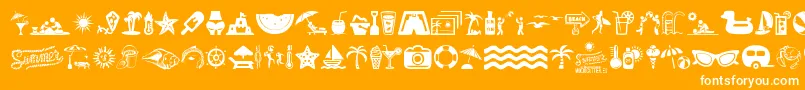 SummerIcons-Schriftart – Weiße Schriften auf orangefarbenem Hintergrund