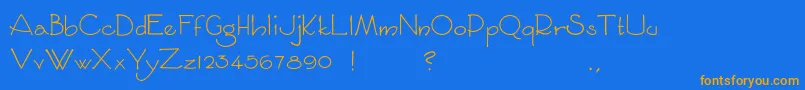 Weitere Informationen zur Sycamoresans-Schriftart Sycamoresans-Schriftart – Orangefarbene Schriften auf blauem Hintergrund