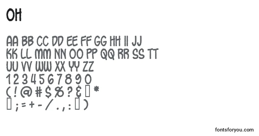 A fonte Oh – alfabeto, números, caracteres especiais
