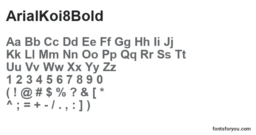 A fonte ArialKoi8Bold – alfabeto, números, caracteres especiais