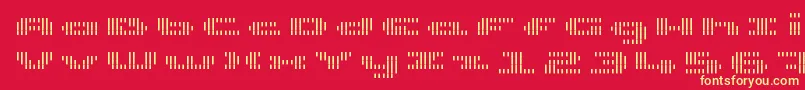 UpTinyLcdFourDecovLight-Schriftart – Gelbe Schriften auf rotem Hintergrund