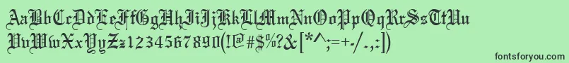 OldeEnglishRegular-fontti – mustat fontit vihreällä taustalla