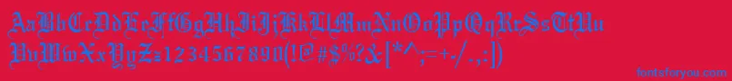 OldeEnglishRegular Font – Blue Fonts on Red Background