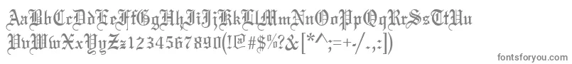 OldeEnglishRegular-fontti – harmaat kirjasimet valkoisella taustalla