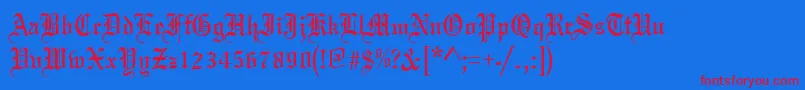 OldeEnglishRegular Font – Red Fonts on Blue Background