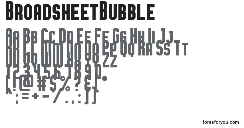 Schriftart BroadsheetBubble – Alphabet, Zahlen, spezielle Symbole