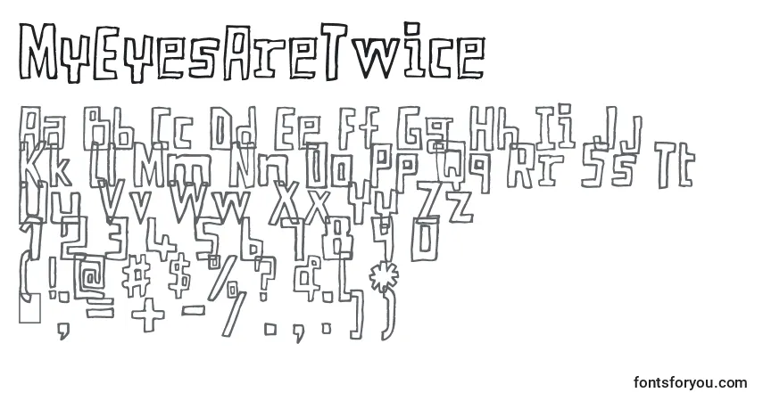 Czcionka MyEyesAreTwice – alfabet, cyfry, specjalne znaki