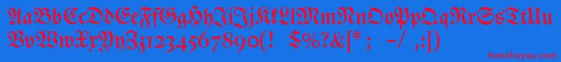 Dslutherschehalbfett Font – Red Fonts on Blue Background