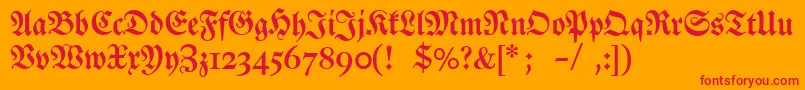 Dslutherschehalbfett Font – Red Fonts on Orange Background