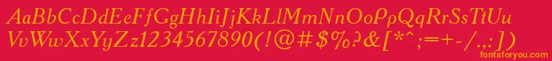 AcademyosttItalic Font – Orange Fonts on Red Background