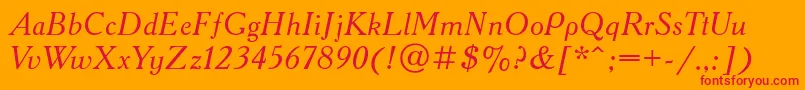 AcademyosttItalic Font – Red Fonts on Orange Background