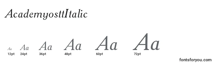 AcademyosttItalic Font Sizes