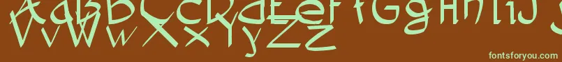 Demoniatibu-fontti – vihreät fontit ruskealla taustalla