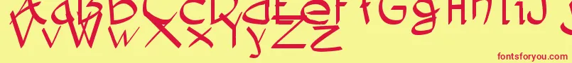 Demoniatibu-fontti – punaiset fontit keltaisella taustalla