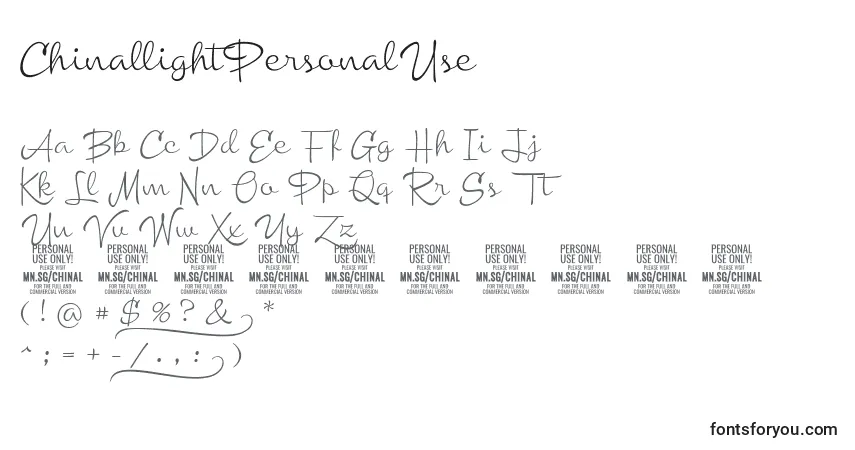 Czcionka ChinallightPersonalUse – alfabet, cyfry, specjalne znaki