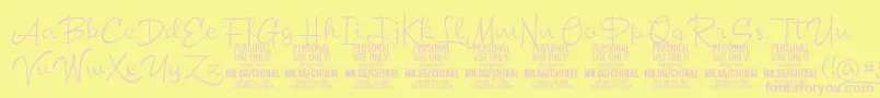 ChinallightPersonalUse Font – Pink Fonts on Yellow Background