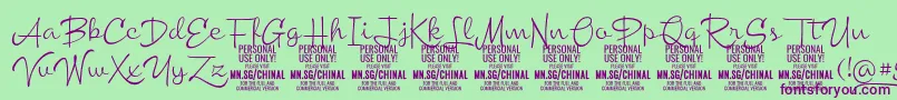 ChinallightPersonalUse Font – Purple Fonts on Green Background