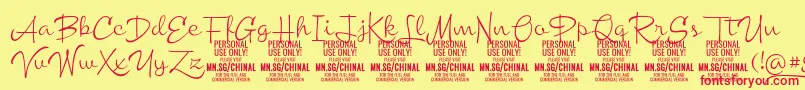 ChinallightPersonalUse Font – Red Fonts on Yellow Background