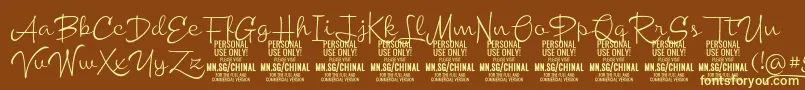 ChinallightPersonalUse Font – Yellow Fonts on Brown Background